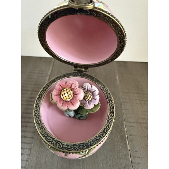 Jim Shore Springtime Surprise 2008 Heartwood Ck Egg Trinket Box Flowers 4013314 - Picture 5 of 5
